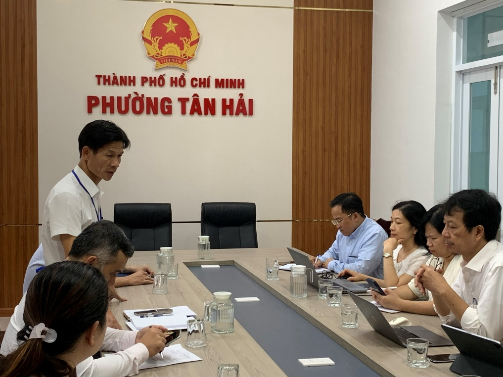 Đoàn công tác của Cục Viễn thám quốc gia làm việc tại Phường Tân Hải, Thành Phố Hồ Chí Minh về tình hình thực hiện, nhu cầu và kế hoạch ứng dụng công nghệ viễn thám